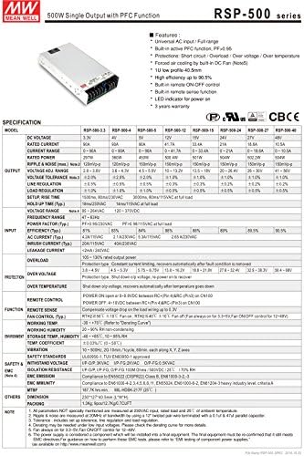 MW jót RSP-500-4 4V 90A Alacsony Profil Váltás tápegységek