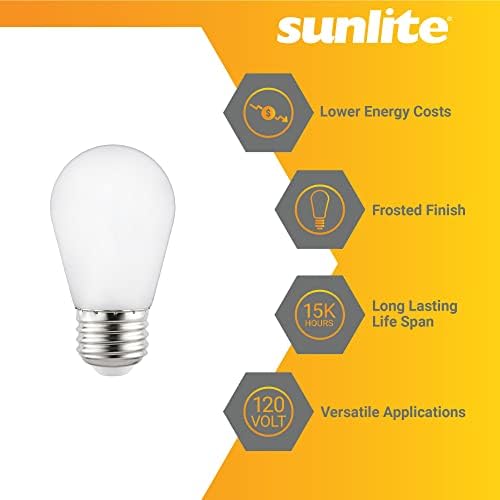 Sunlite 40988-SU LED S14 String Izzó, 1 Watt (10W Egyenértékű), 50 Lumen, Közepes Bázis (E26), Nem Szabályozható, ETL Felsorolt,