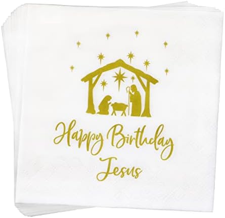 Boldog Születésnapot Jézus Szalvéták, Karácsonyi Betlehemezés Jézus Szalvéták, Karácsonyi Party Dekoráció, Boldog Születésnapot