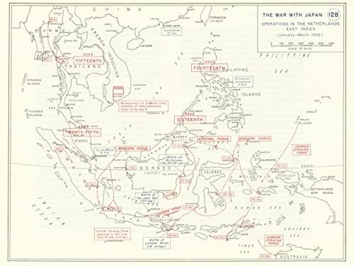 A 2. Világháború. Jan-Március 1942. Japán Holland Kelet-India Ops. Indonézia - 1959 - Régi térkép - Antik térkép - a Régi
