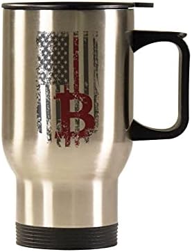 A Bitcoin Vékony Vonal amerikai Zászló Rozsdamentes Acél Utazási bögre Víz jármű Termikus Kávés csésze Fedő, illetve Handl