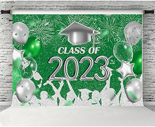 Lofaris Lofaris Osztály 2023 Fotózás Hátteret, Zöld, Ezüst Congrats Grad Érettségi Caps Háttér Ünnep Érettségi Bál, Party