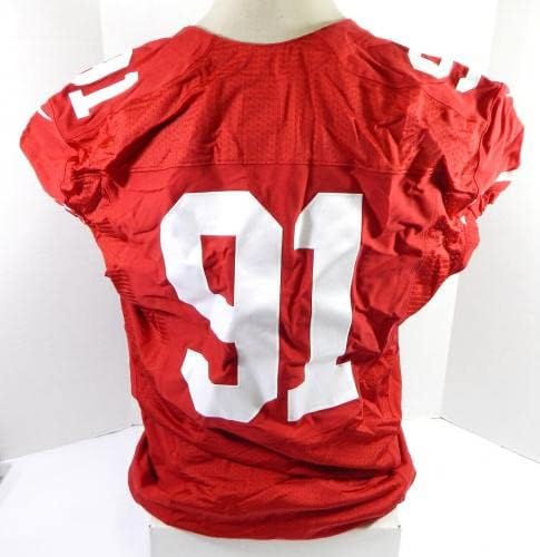 2015 San Francisco 49ers Arik Armstead 91 Játék Kiadott Piros Mez 48 DP35597 - Aláíratlan NFL Játék Használt Mezek