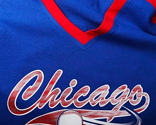 Geneisteck Női Városi Baseball Rajongó V-Nyak Raglan T-Shirt - Blue & Vörös