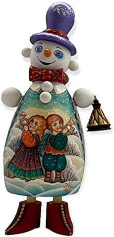 Fa-Karácsonyi Hóember Zseblámpával 9,05 Magas Figura Barátja orosz Mikulás szeretettel Faragott az orosz Művészek Sergiev