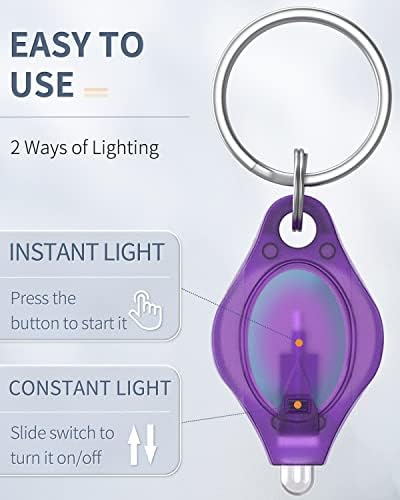 Uniclife 10 Csomag Mini UV LED-es Kulcstartó Zseblámpa 10 Lumen Hordozható Lila Fény Érzékelő elemes Fluoreszkáló lámpa Pet