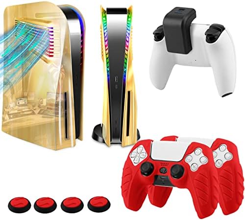 SIKEMAY PS5 Konzol Lemezek Hűtő Ventillátor, illetve RGB LED Szalag Playstation 5 Lemez Kiadása, valamint Anti-Slip PS5 Vezérlő