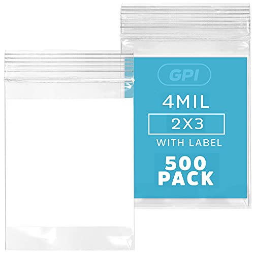 GPI - 6 x 9 - Ömlesztett Csomag 500, 4 Mil Vastag, nagy teherbírású, Átlátszó Műanyag Visszazárható Zip Csomagokat, az Írni-Fehér