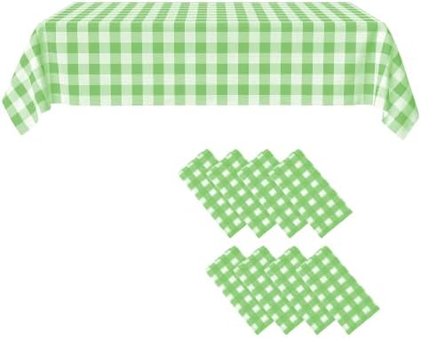 Piknik Terítő, Kockás Abrosz, Műanyag Terítő, Eldobható Party Terítő, Kockás Terítő a Crystal Citrom (Zöld, 8)