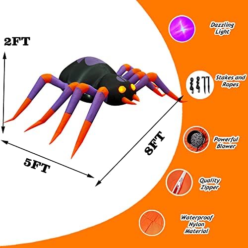 SEASONBLOW 8 Ft LED Halloween Felfújható Pók Vörös Szem Dekoráció Dekoráció az Otthoni Udvar Gyep Kert Haza Fél Beltéri Kültéri