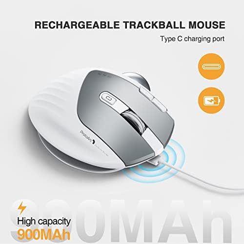 ProtoArc Vezeték nélküli Bluetooth Trackball Egér, EM01 2.4 G RGB Ergonomikus Újratölthető Roiierbaii Egerek, 3 Készülék