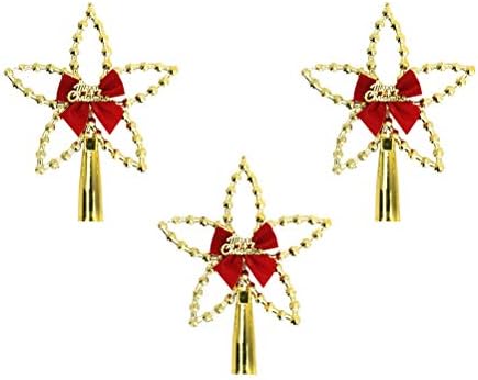 Amosfun Karácsonyi Díszek Clearance 3pcs Csillag Topper karácsonyfa Dekoráció fa tetején Bowknot Csillag Dísz (Arany)