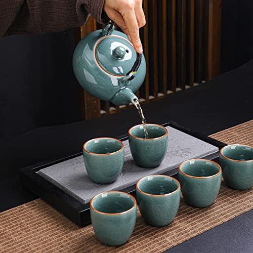 KEYDUACU Japán Tea Set, Kung Fu Tea Szerelmeseinek, Kézzel készített Ge kemence Kerámia Teás Készlet,Utazási Hordozható Teás