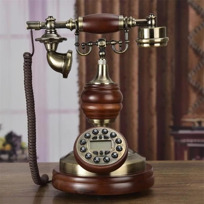 KXDFDC Antik Vezetékes Telefon Retro Haza a gyorstárcsázás Tömör Fa Vezetékes Telefon Kék Háttérvilágítás+Kihangosító+Hívófél-AZONOSÍTÓ