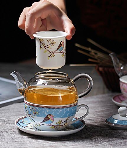 Jusalpha Üveg Teáskanna egy Jó Kína Infúzió Szűrő, a Csészét Beállítva,a Teáskannát pedig a Teáscsésze Egy, Tea egy 05 (Kék)