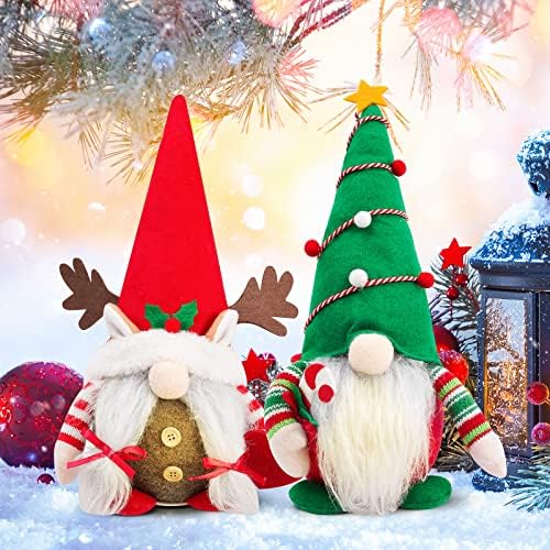 ATEUINSA 2 Csomag Kivilágított Karácsonyi Gnome Mikulás,Akkumulátoros Téli Karácsonyi Asztali Díszek，Nisse Figura Plüss svéd